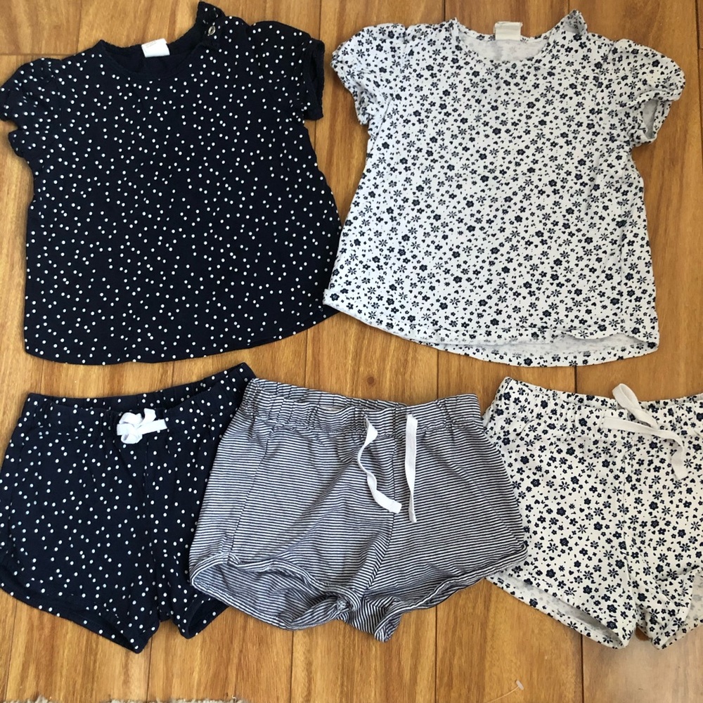 H&M girls matching shirts and shorts bundle